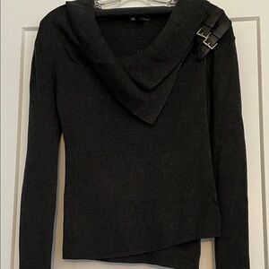 Kenneth Cole New York Charcoal Cowl Neck Sweater with Buckle